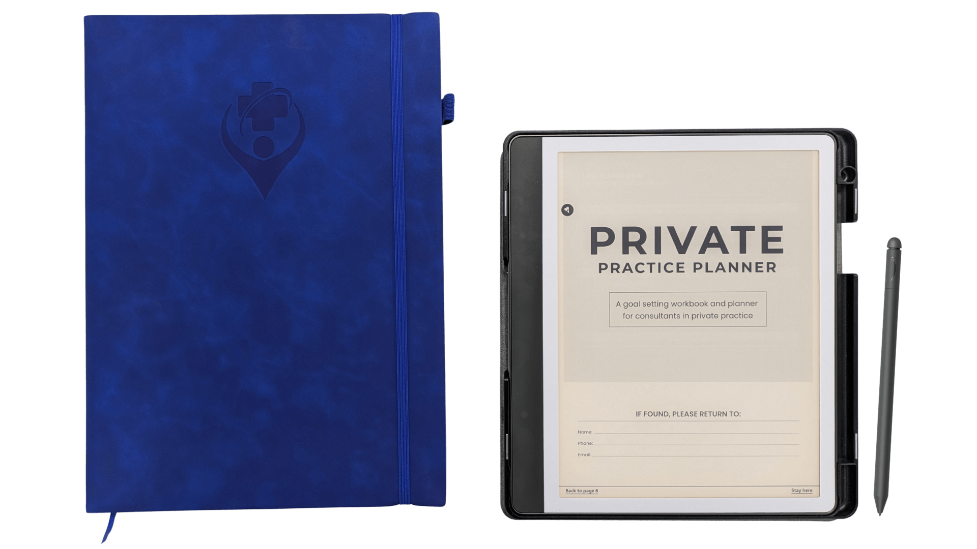 Private Practice Planner book and on a Kindle Scribe